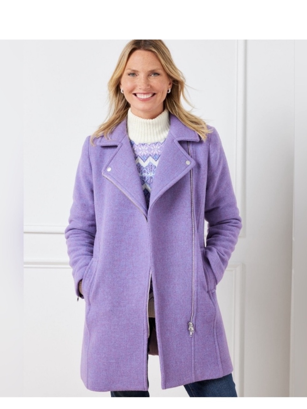 Talbots 18W Lavender Wool-Blend Pea Coat